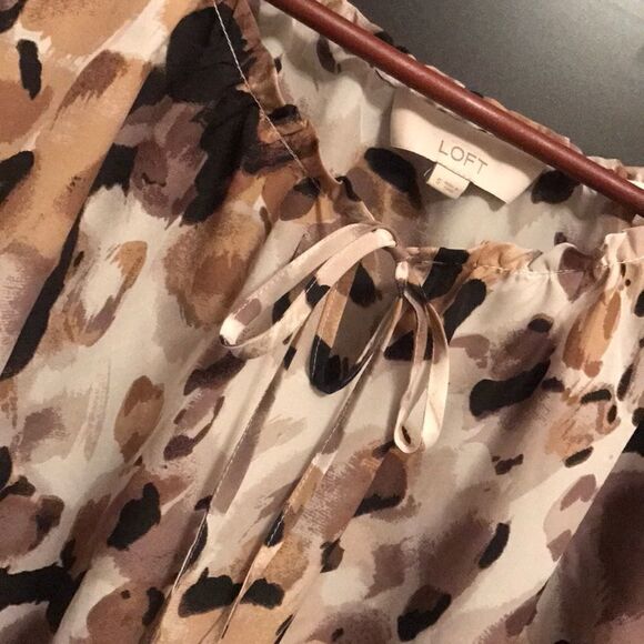 LOFT Semi Sheer Leopard Print Blouse - Size Small - Picture 3 of 8
